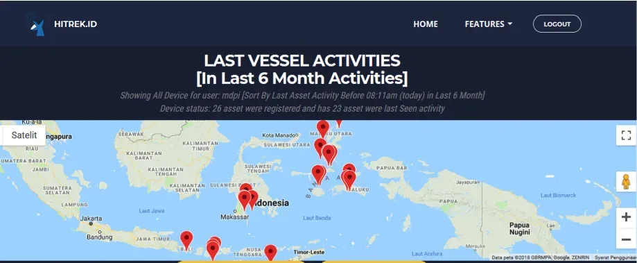 Tampilan website Hitrek